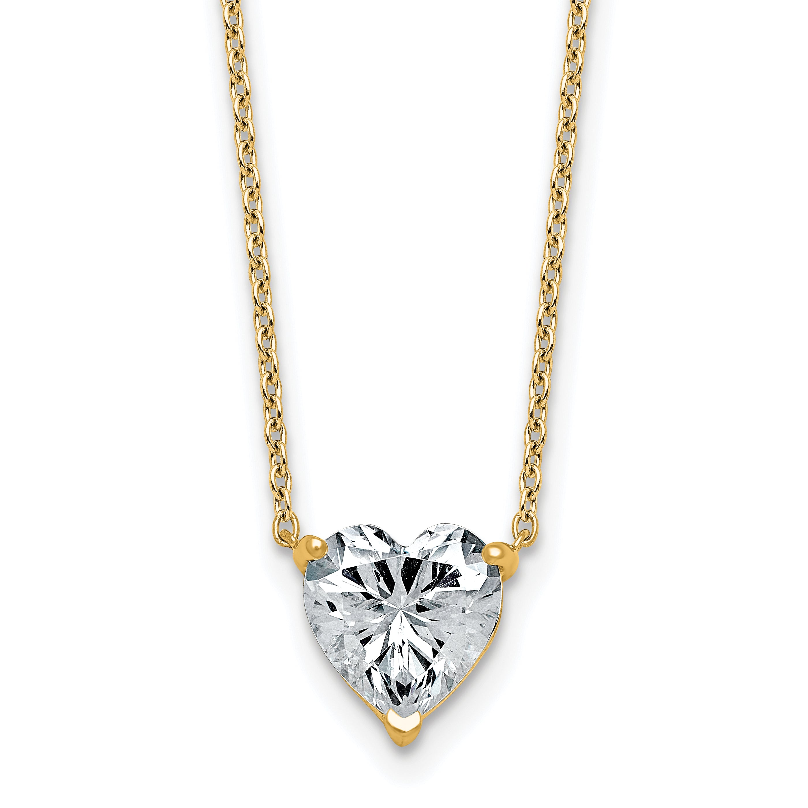 14k 2 carat Certified Lab Grown Diamond VS+ F+ Heart Complete 18 inch Four Prong Pendant Necklace Main image