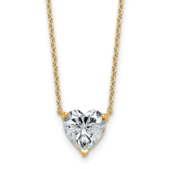14k 2 carat Certified Lab Grown Diamond VS+ F+ Heart Complete 18 inch Four Prong Pendant Necklace