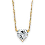 14k 2 carat Lab Grown Diamond VS+ F+ Heart Complete 18 inch Four Prong Pendant Necklace