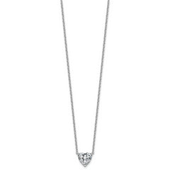 14k White Gold 2 1/2 carat Lab Grown Diamond VS+ F+ Heart Complete 18 inch Four Prong Pendant Necklace