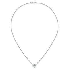 14k White Gold 2 1/2 carat Lab Grown Diamond VS+ F+ Heart Complete 18 inch Four Prong Pendant Necklace