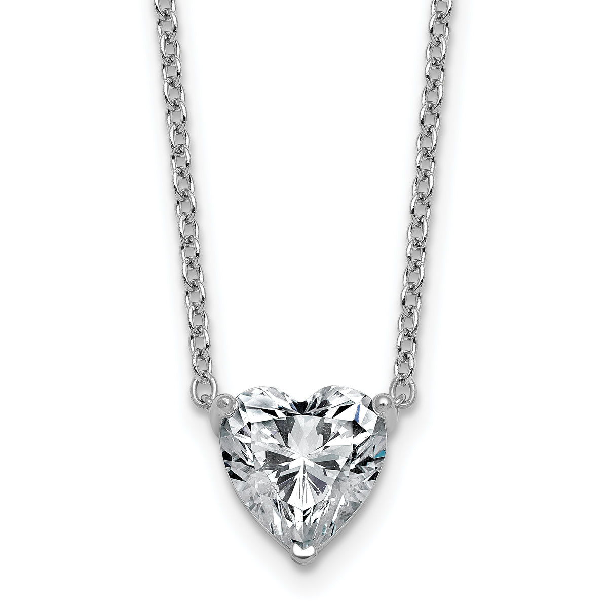 14k White Gold 2 1/2 carat Lab Grown Diamond VS+ F+ Heart Complete 18 inch Four Prong Pendant Necklace