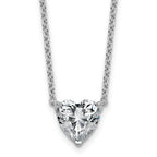 14k White Gold 2 1/2 carat Certified Lab Grown Diamond VS+ F+ Heart Complete 18 inch Four Prong Pendant Necklace