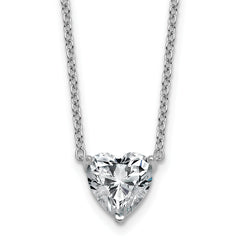 14k White Gold 2 1/2 carat Lab Grown Diamond VS+ F+ Heart Complete 18 inch Four Prong Pendant Necklace