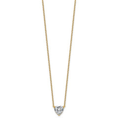 14k 2 1/2 carat Certified Lab Grown Diamond VS+ F+ Heart Complete 18 inch Four Prong Pendant Necklace