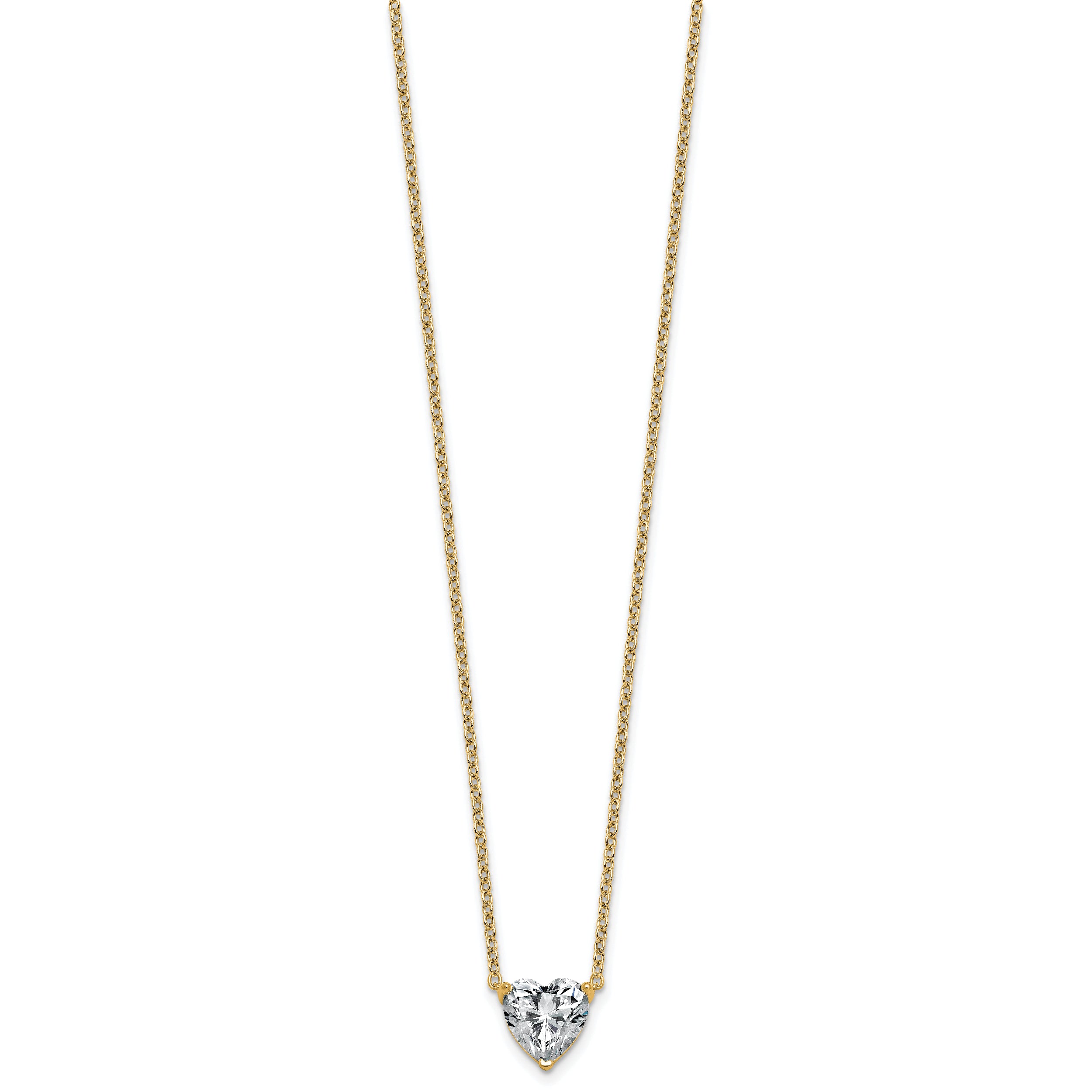 14k 2 1/2 carat Lab Grown Diamond VS+ F+ Heart Complete 18 inch Four Prong Pendant Necklace
