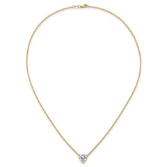 14k 2 1/2 carat Certified Lab Grown Diamond VS+ F+ Heart Complete 18 inch Four Prong Pendant Necklace