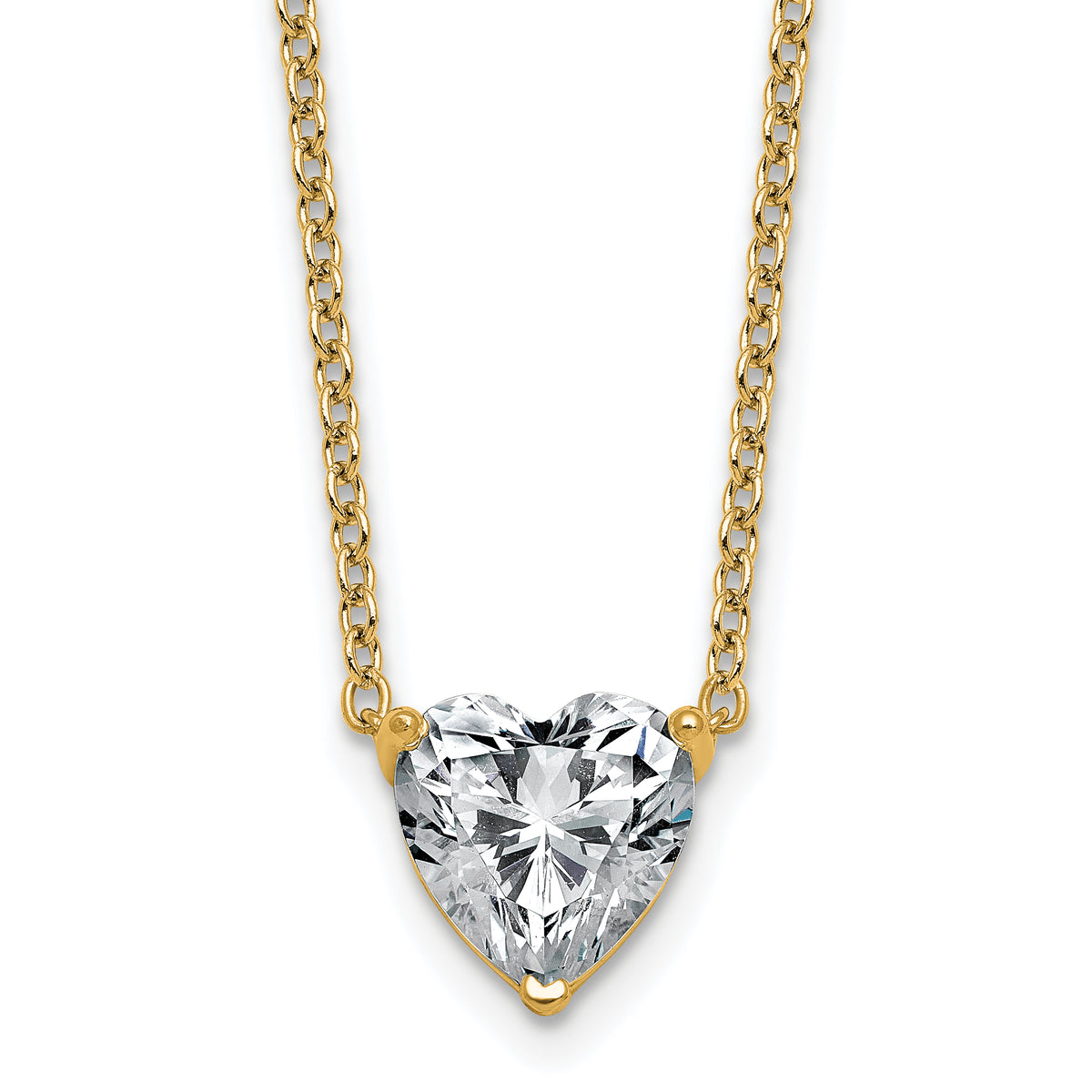 14k 2 1/2 carat Lab Grown Diamond VS+ F+ Heart Complete 18 inch Four Prong Pendant Necklace