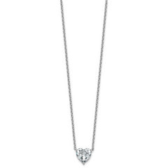 14k White Gold 3 carat Lab Grown Diamond VS+ F+ Heart Complete 18 inch Four Prong Pendant Necklace