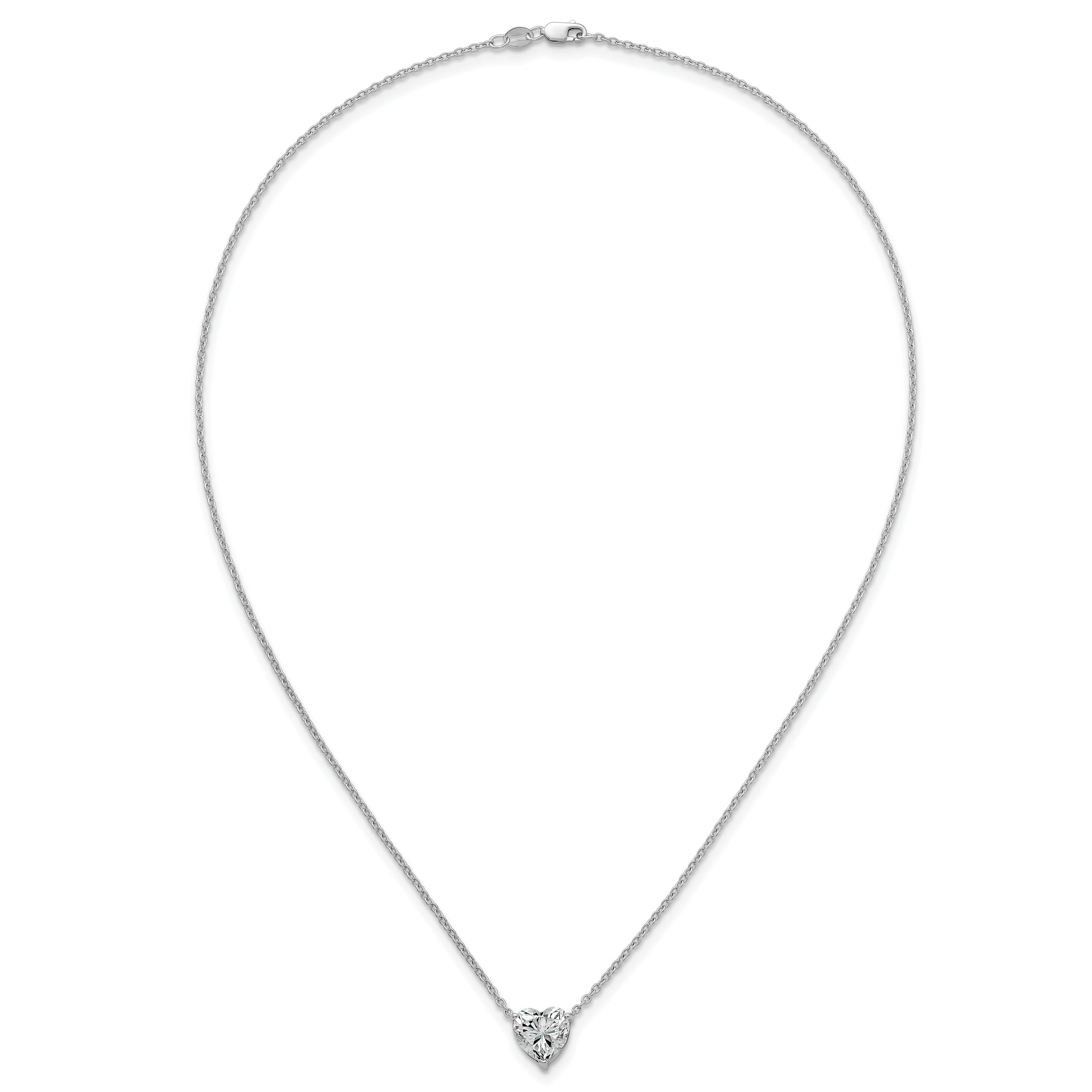 14k White Gold 3 carat Lab Grown Diamond VS+ F+ Heart Complete 18 inch Four Prong Pendant Necklace