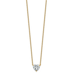 14k 3 carat Certified Lab Grown Diamond VS+ F+ Heart Complete 18 inch Four Prong Pendant Necklace