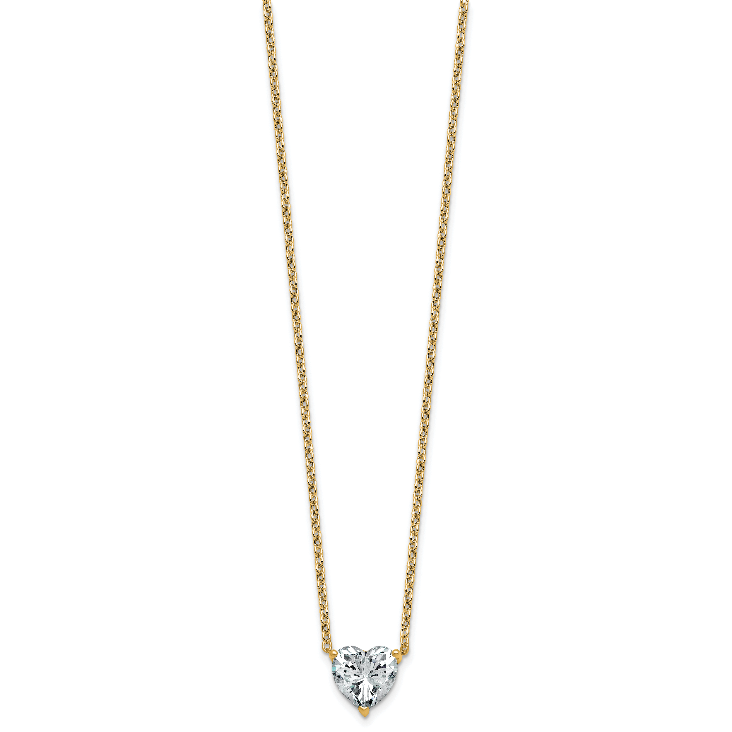 14k 3 carat Certified Lab Grown Diamond VS+ F+ Heart Complete 18 inch Four Prong Pendant Necklace
