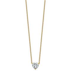 14k 3 carat Certified Lab Grown Diamond VS+ F+ Heart Complete 18 inch Four Prong Pendant Necklace