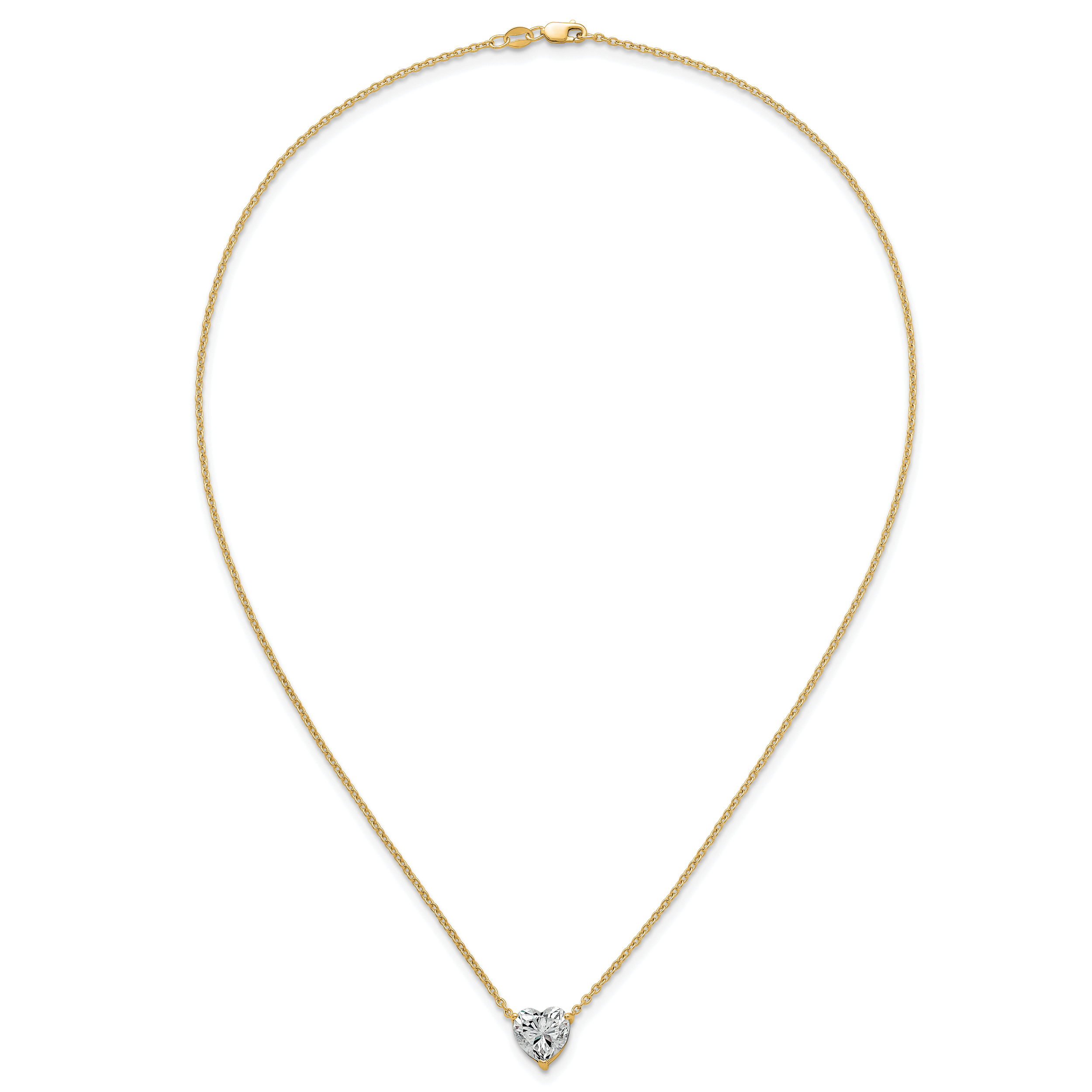 14k 3 carat Lab Grown Diamond VS+ F+ Heart Complete 18 inch Four Prong Pendant Necklace