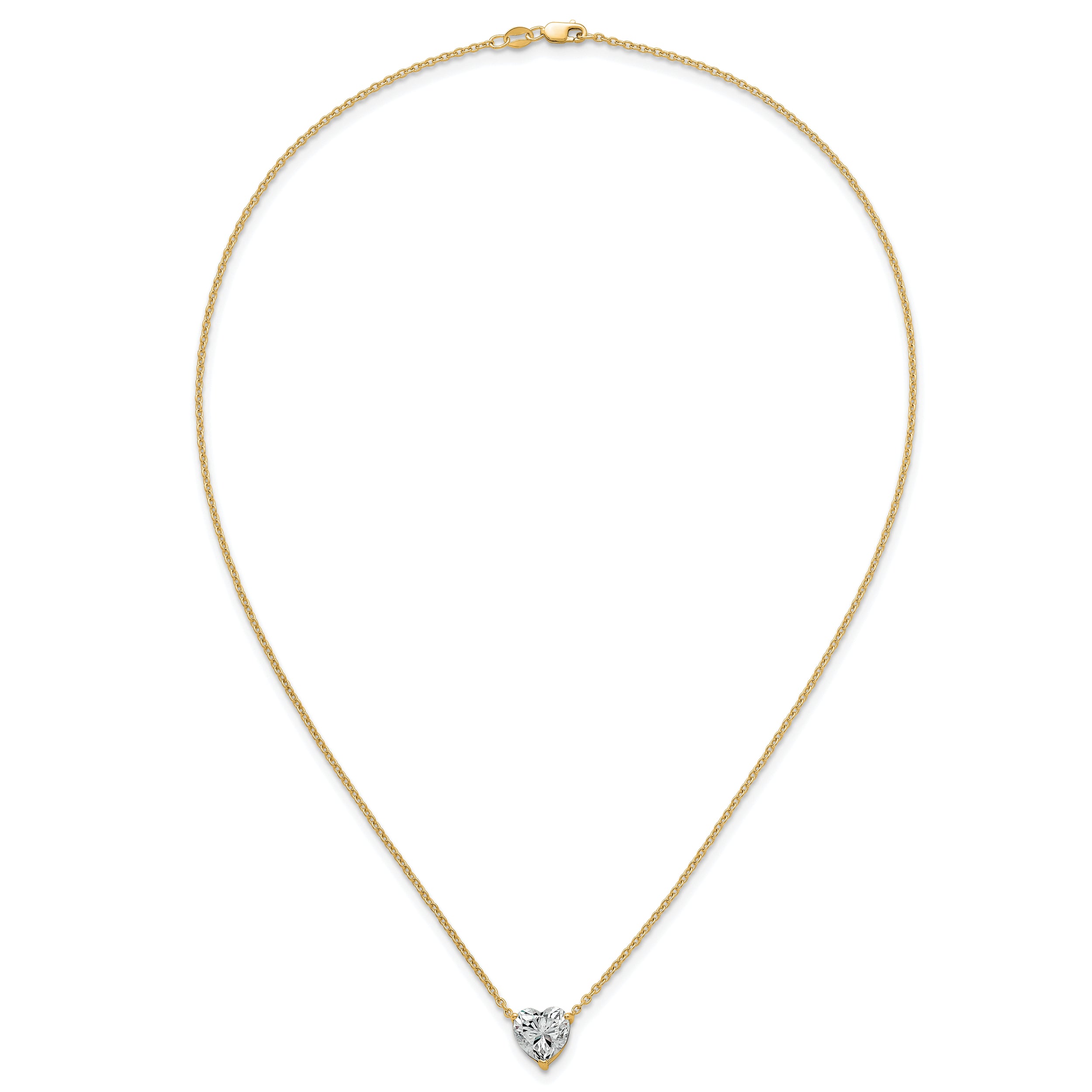 14k 3 carat Certified Lab Grown Diamond VS+ F+ Heart Complete 18 inch Four Prong Pendant Necklace