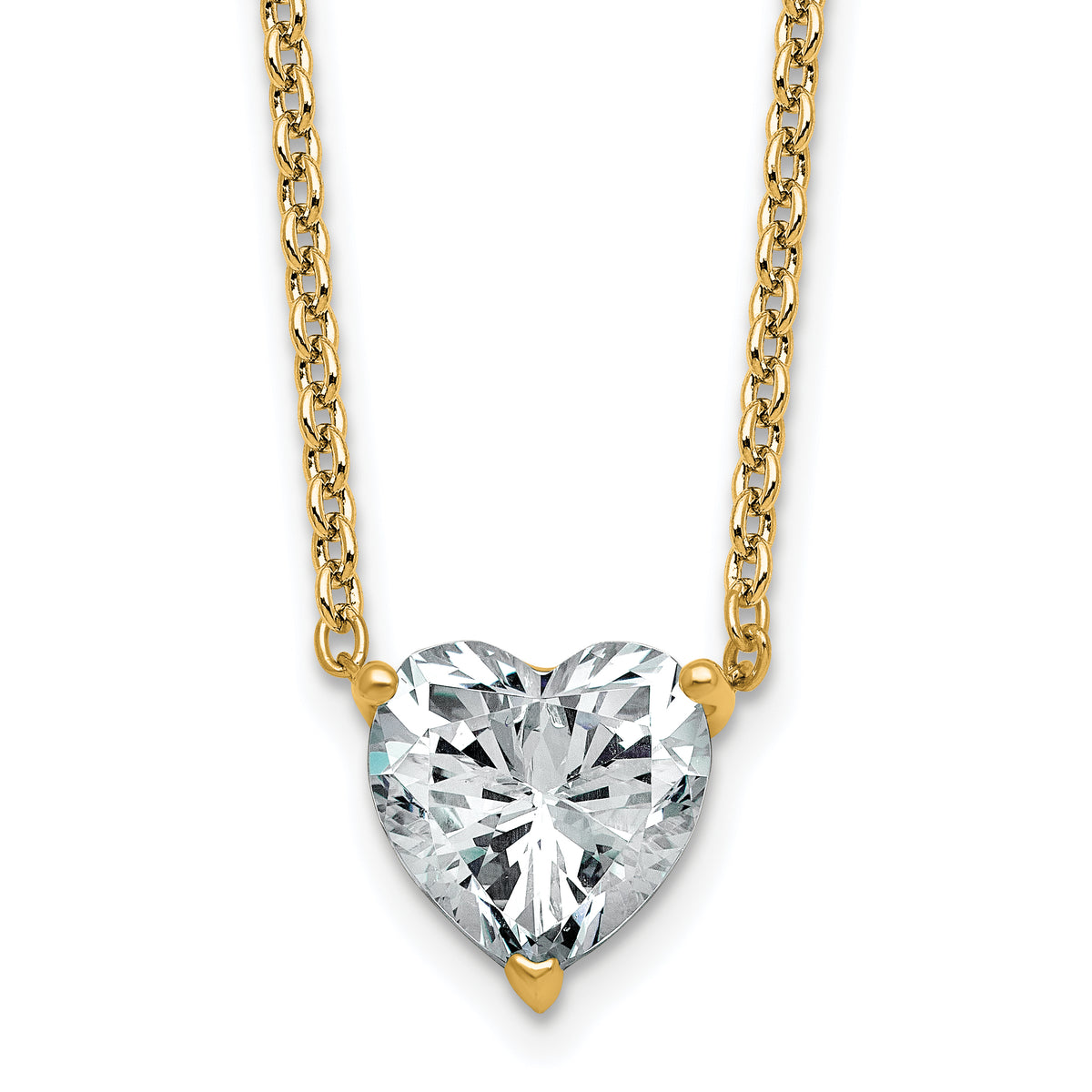 14k 3 carat Certified Lab Grown Diamond VS+ F+ Heart Complete 18 inch Four Prong Pendant Necklace