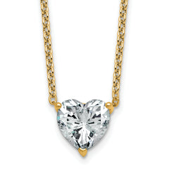 14k 3 carat Certified Lab Grown Diamond VS+ F+ Heart Complete 18 inch Four Prong Pendant Necklace