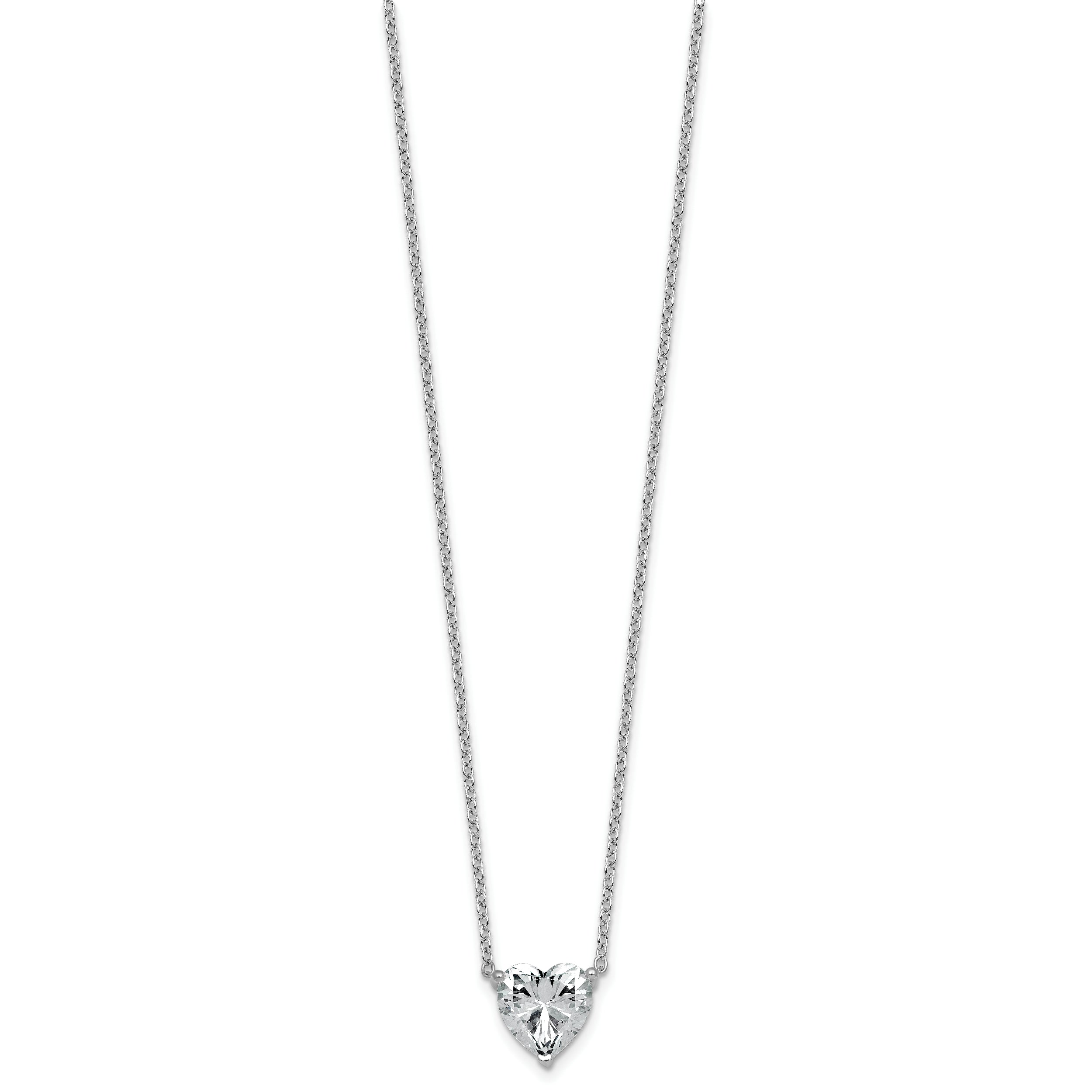 14k White Gold 3 1/2 carat Certified Lab Grown Diamond VS+ F+ Heart Complete 18 inch Four Prong Pendant Necklace