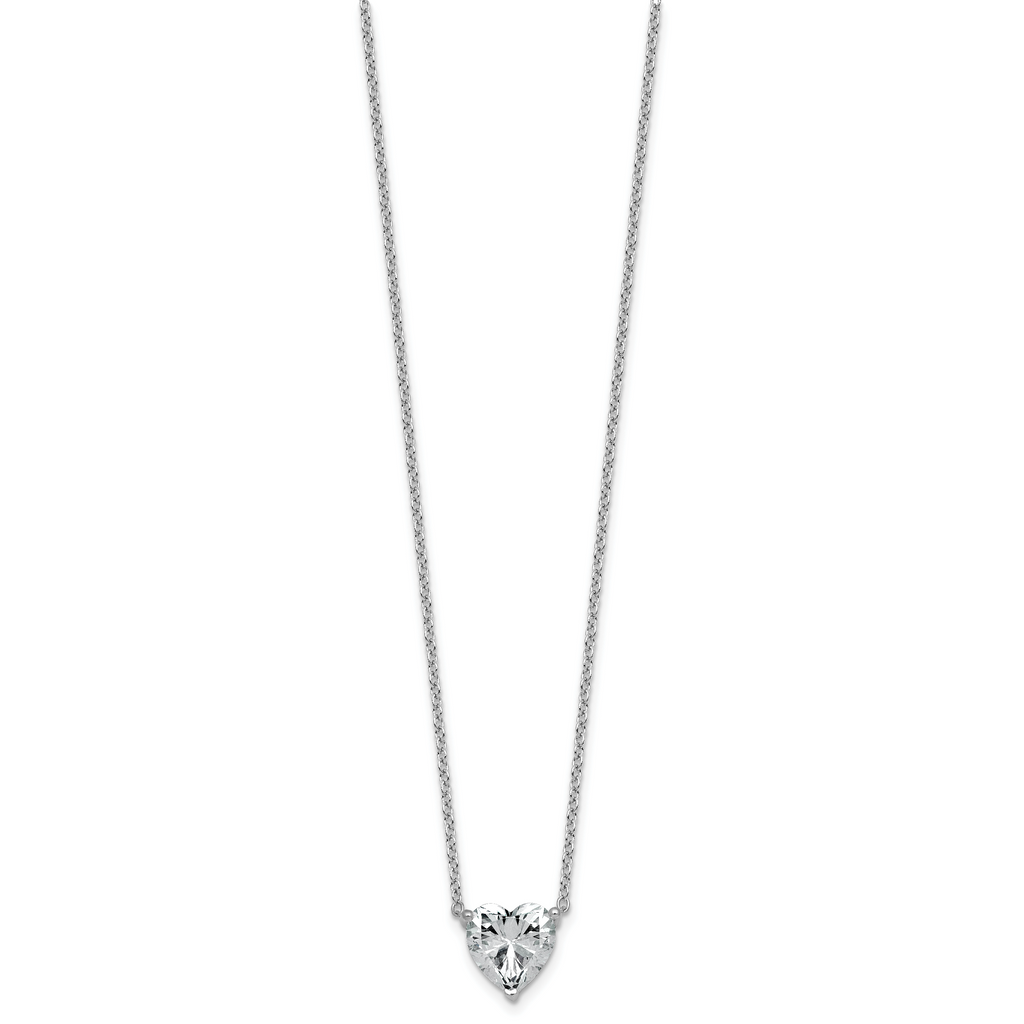 14k White Gold 3 1/2 carat Certified Lab Grown Diamond VS+ F+ Heart Complete 18 inch Four Prong Pendant Necklace