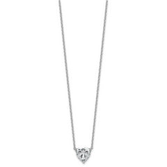 14k White Gold 3 1/2 carat Certified Lab Grown Diamond VS+ F+ Heart Complete 18 inch Four Prong Pendant Necklace