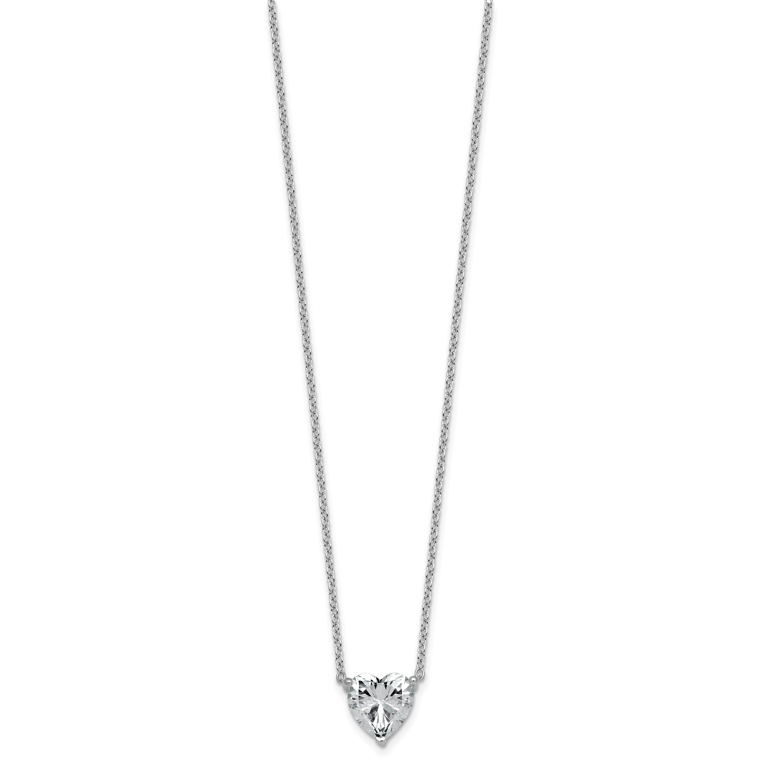 14k White Gold 3 1/2 carat Lab Grown Diamond VS+ F+ Heart Complete 18 inch Four Prong Pendant Necklace Secondary image