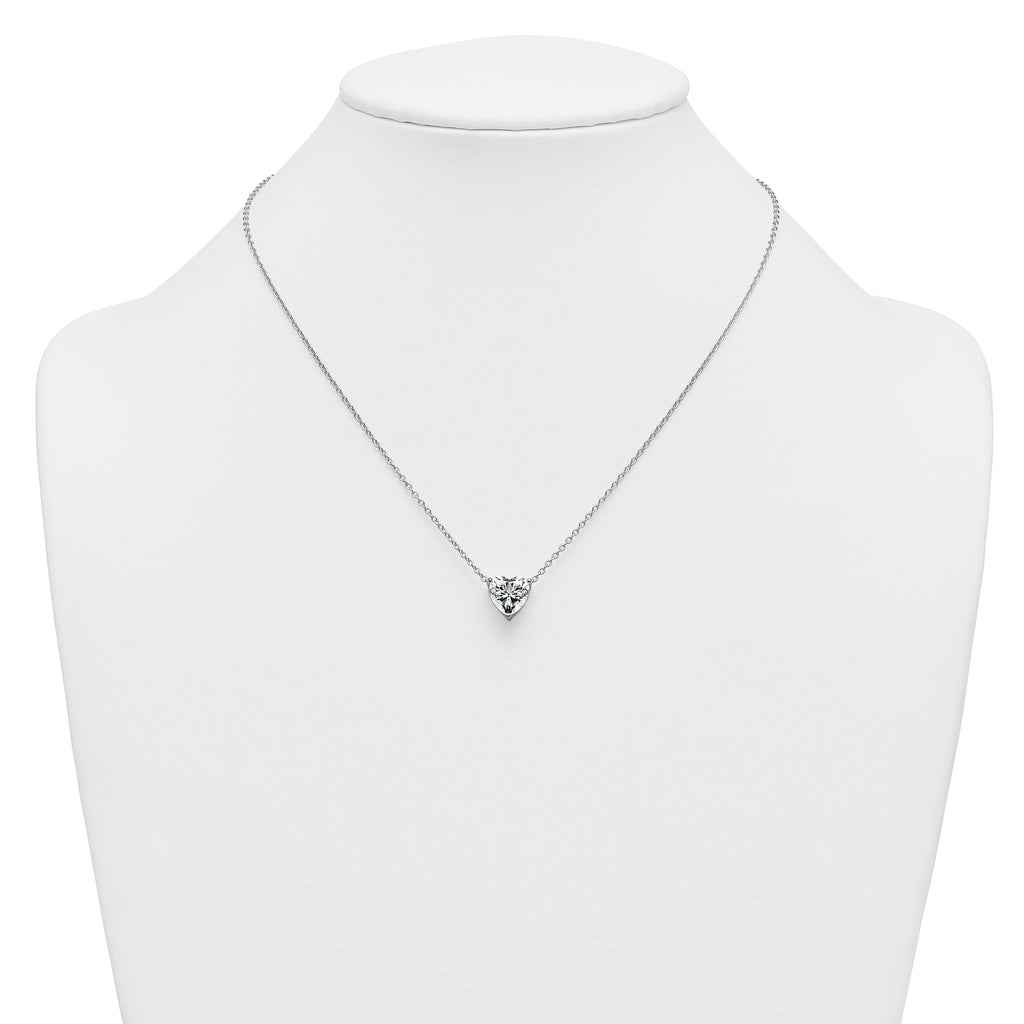 14k White Gold 3 1/2 carat Lab Grown Diamond VS+ F+ Heart Complete 18 inch Four Prong Pendant Necklace