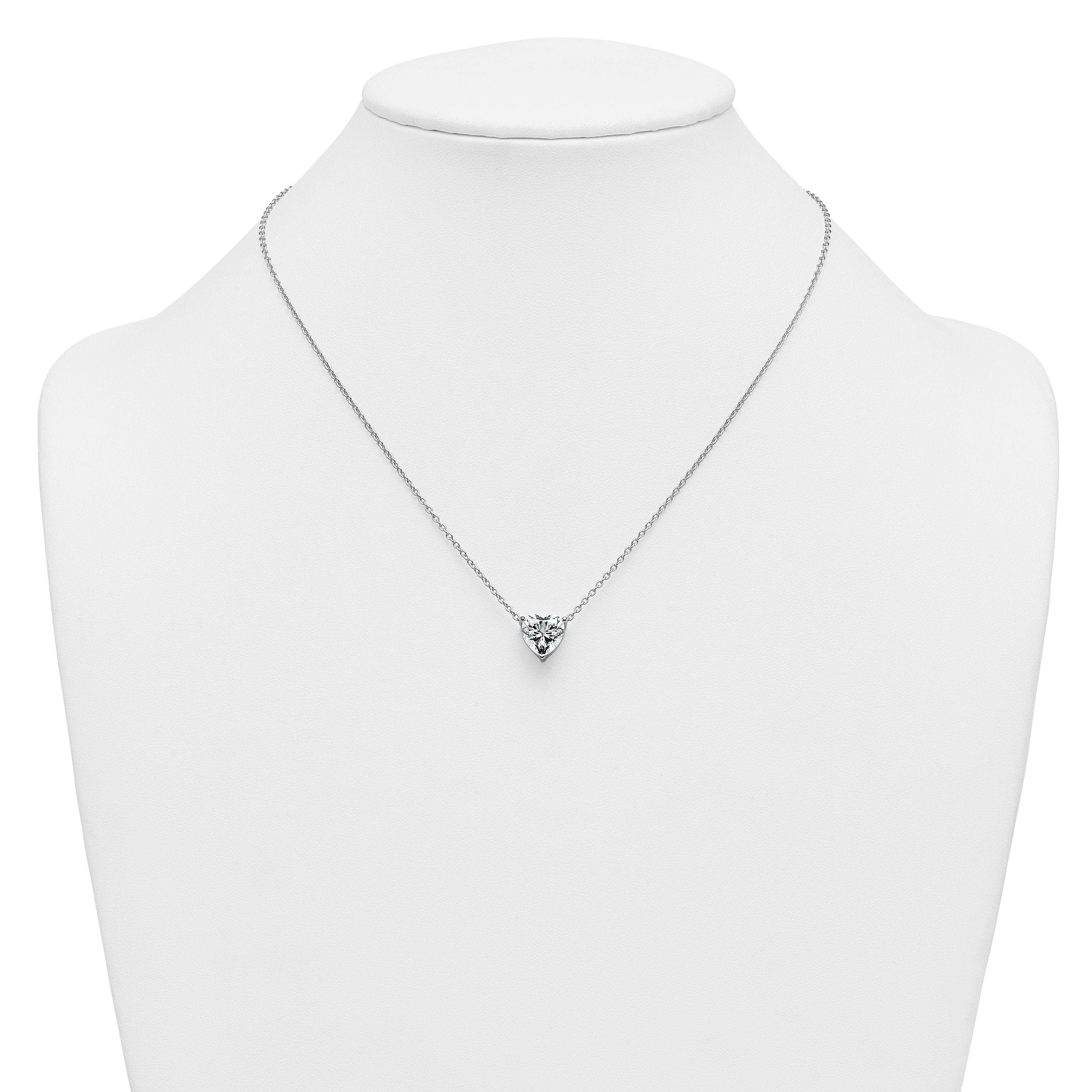 14k White Gold 3 1/2 carat Lab Grown Diamond VS+ F+ Heart Complete 18 inch Four Prong Pendant Necklace