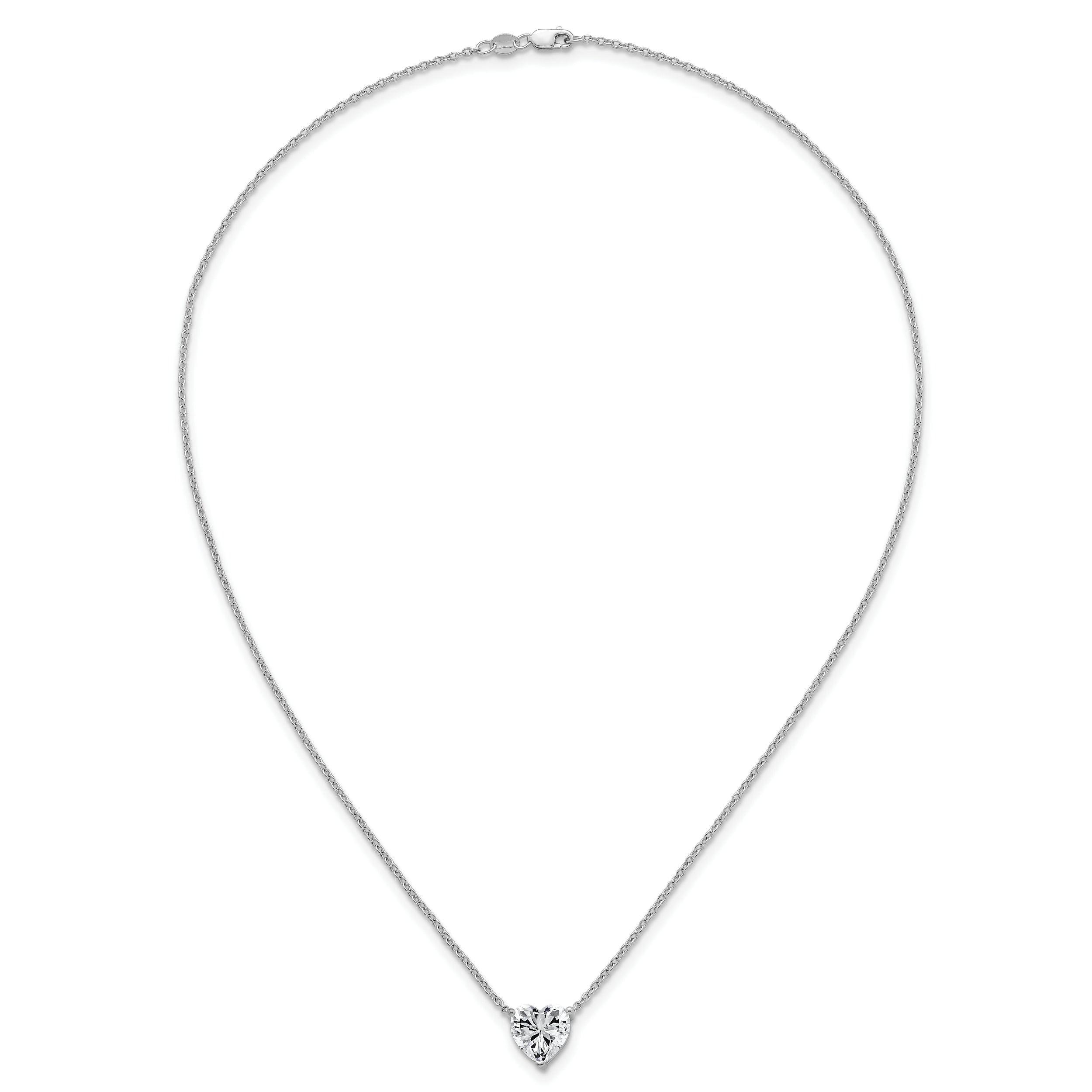 14k White Gold 3 1/2 carat Lab Grown Diamond VS+ F+ Heart Complete 18 inch Four Prong Pendant Necklace