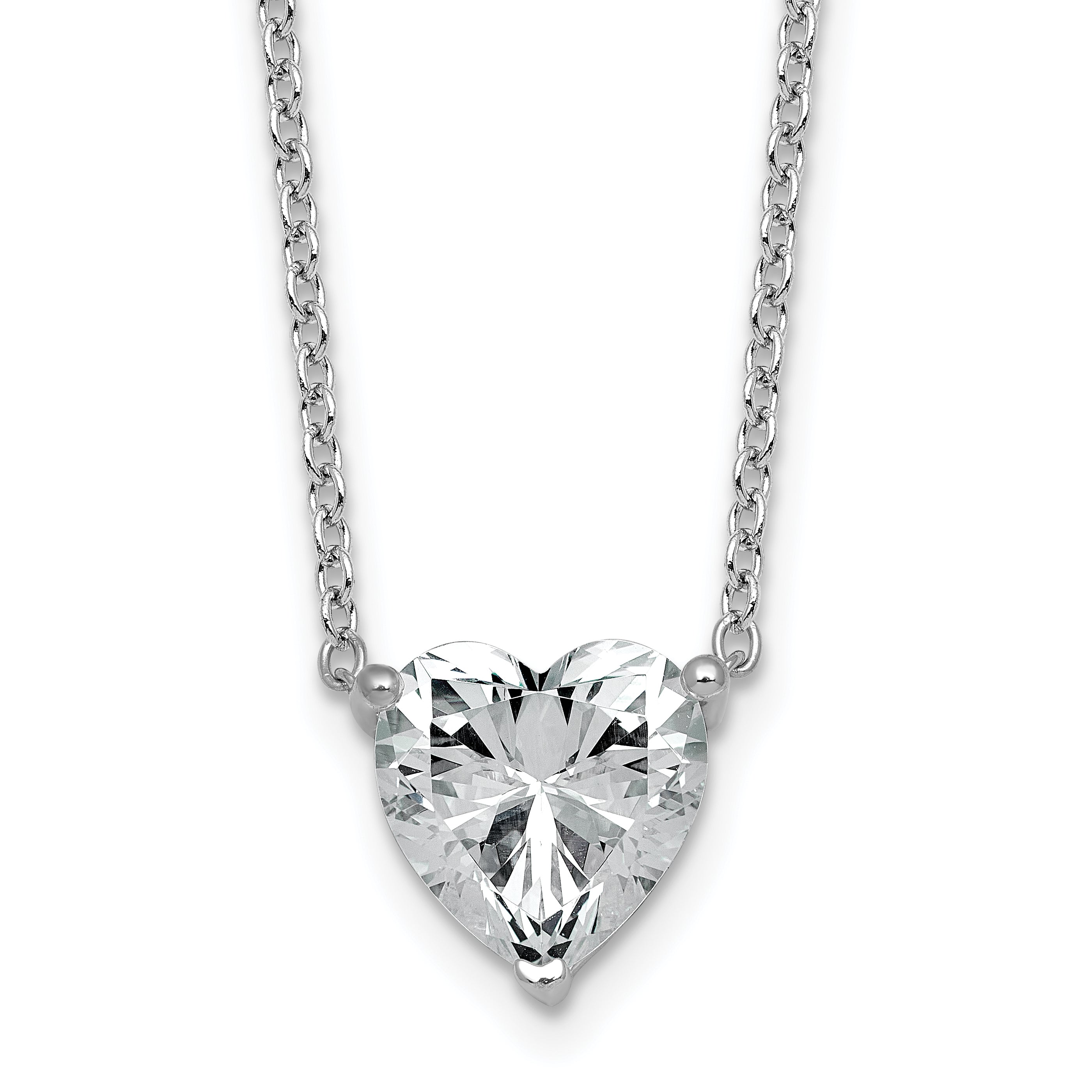 14k White Gold 3 1/2 carat Lab Grown Diamond VS+ F+ Heart Complete 18 inch Four Prong Pendant Necklace Main image