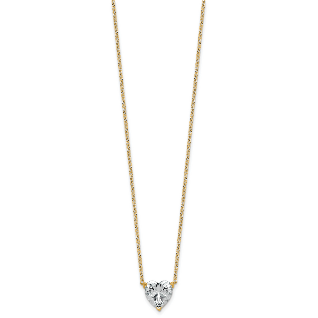 14k 3 1/2 carat Lab Grown Diamond VS+ F+ Heart Complete 18 inch Four Prong Pendant Necklace
