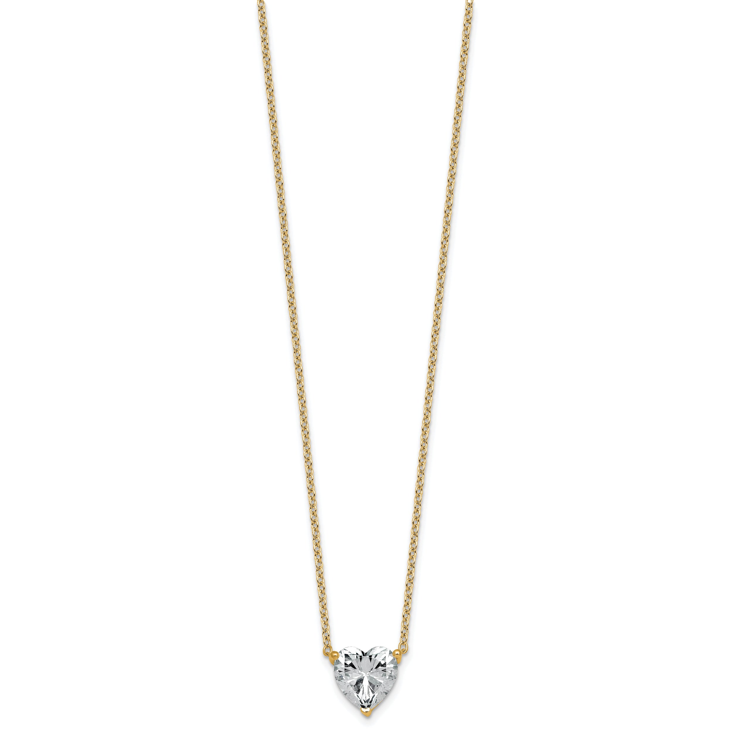 14k 3 1/2 carat Certified Lab Grown Diamond VS+ F+ Heart Complete 18 inch Four Prong Pendant Necklace