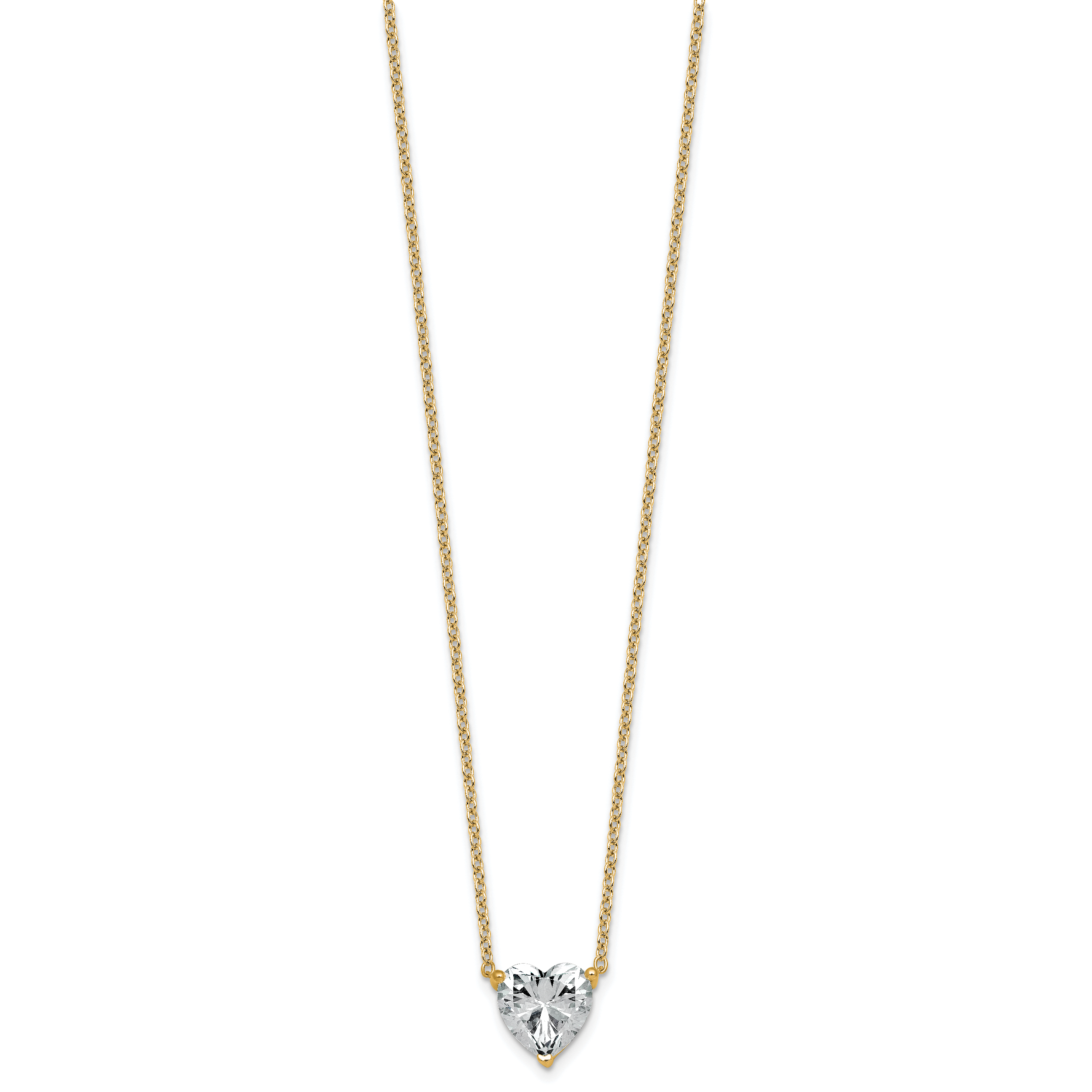 14k 3 1/2 carat Certified Lab Grown Diamond VS+ F+ Heart Complete 18 inch Four Prong Pendant Necklace Secondary image