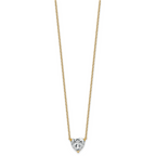 14k 3 1/2 carat Certified Lab Grown Diamond VS+ F+ Heart Complete 18 inch Four Prong Pendant Necklace