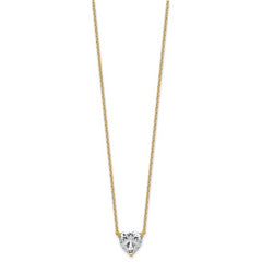 14k 3 1/2 carat Certified Lab Grown Diamond VS+ F+ Heart Complete 18 inch Four Prong Pendant Necklace