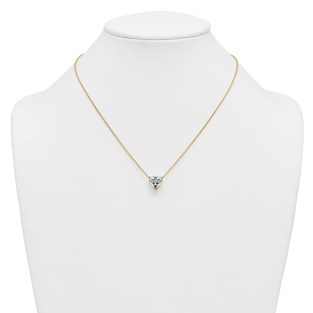 14k 3 1/2 carat Lab Grown Diamond VS+ F+ Heart Complete 18 inch Four Prong Pendant Necklace