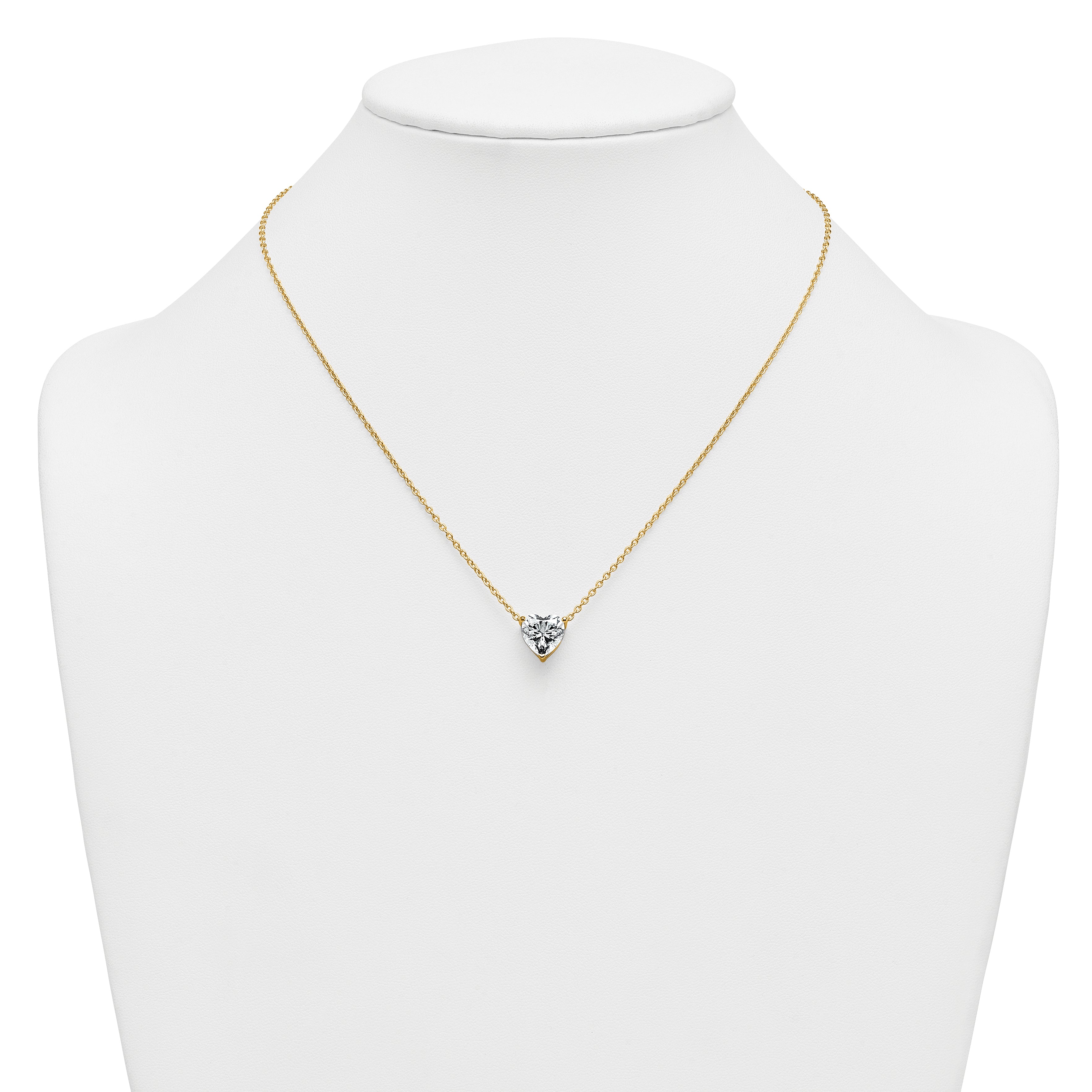 14k 3 1/2 carat Certified Lab Grown Diamond VS+ F+ Heart Complete 18 inch Four Prong Pendant Necklace