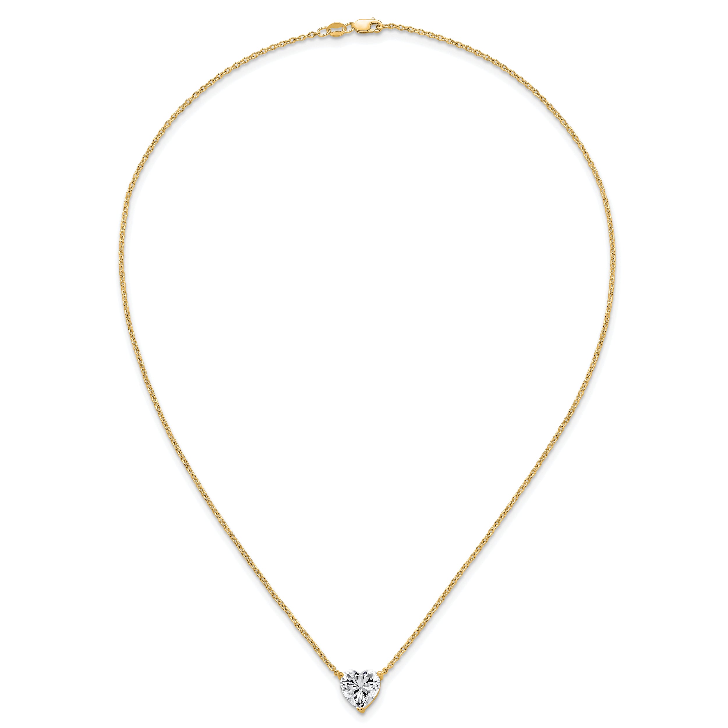 14k 3 1/2 carat Certified Lab Grown Diamond VS+ F+ Heart Complete 18 inch Four Prong Pendant Necklace