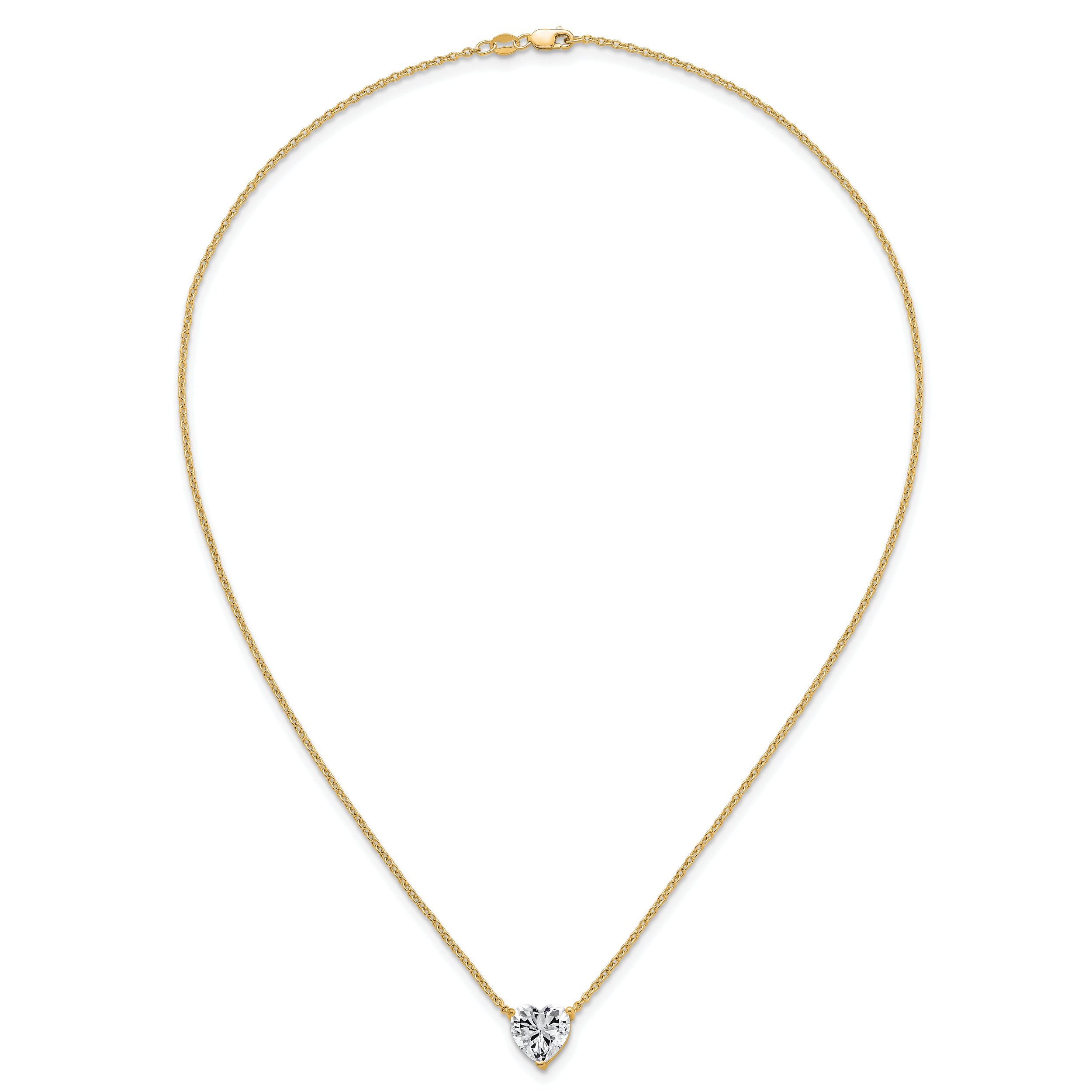 14k 3 1/2 carat Certified Lab Grown Diamond VS+ F+ Heart Complete 18 inch Four Prong Pendant Necklace