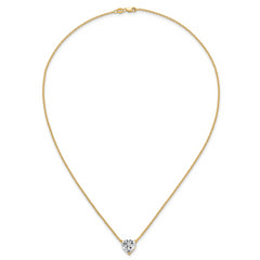 14k 3 1/2 carat Certified Lab Grown Diamond VS+ F+ Heart Complete 18 inch Four Prong Pendant Necklace