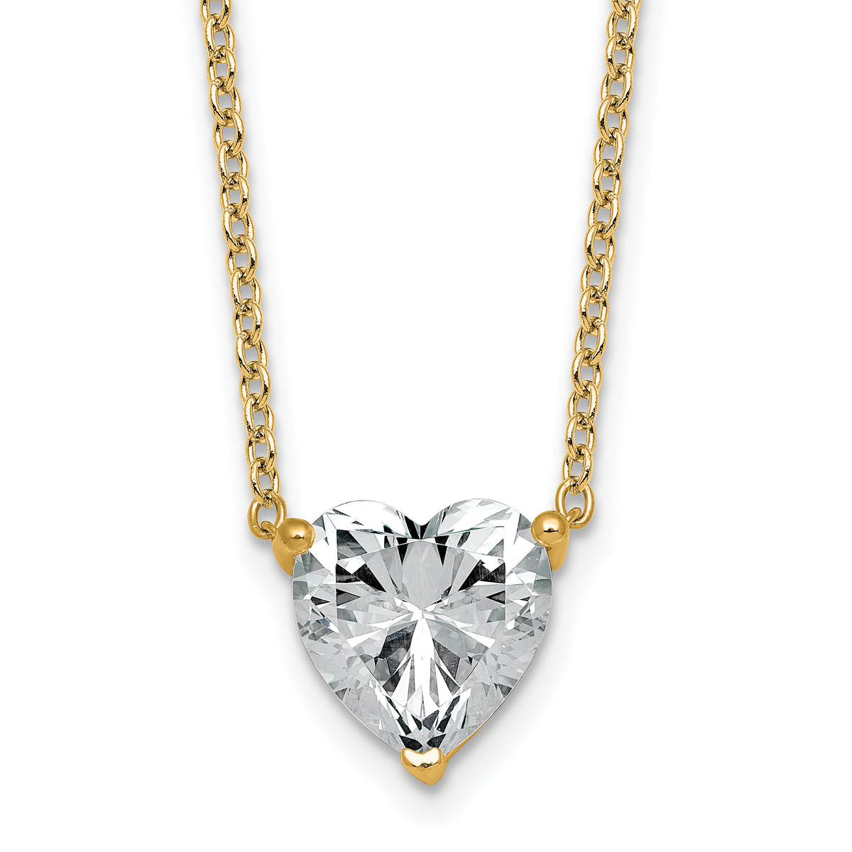 14k 3 1/2 carat Certified Lab Grown Diamond VS+ F+ Heart Complete 18 inch Four Prong Pendant Necklace