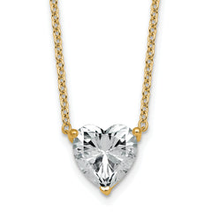 14k 3 1/2 carat Certified Lab Grown Diamond VS+ F+ Heart Complete 18 inch Four Prong Pendant Necklace