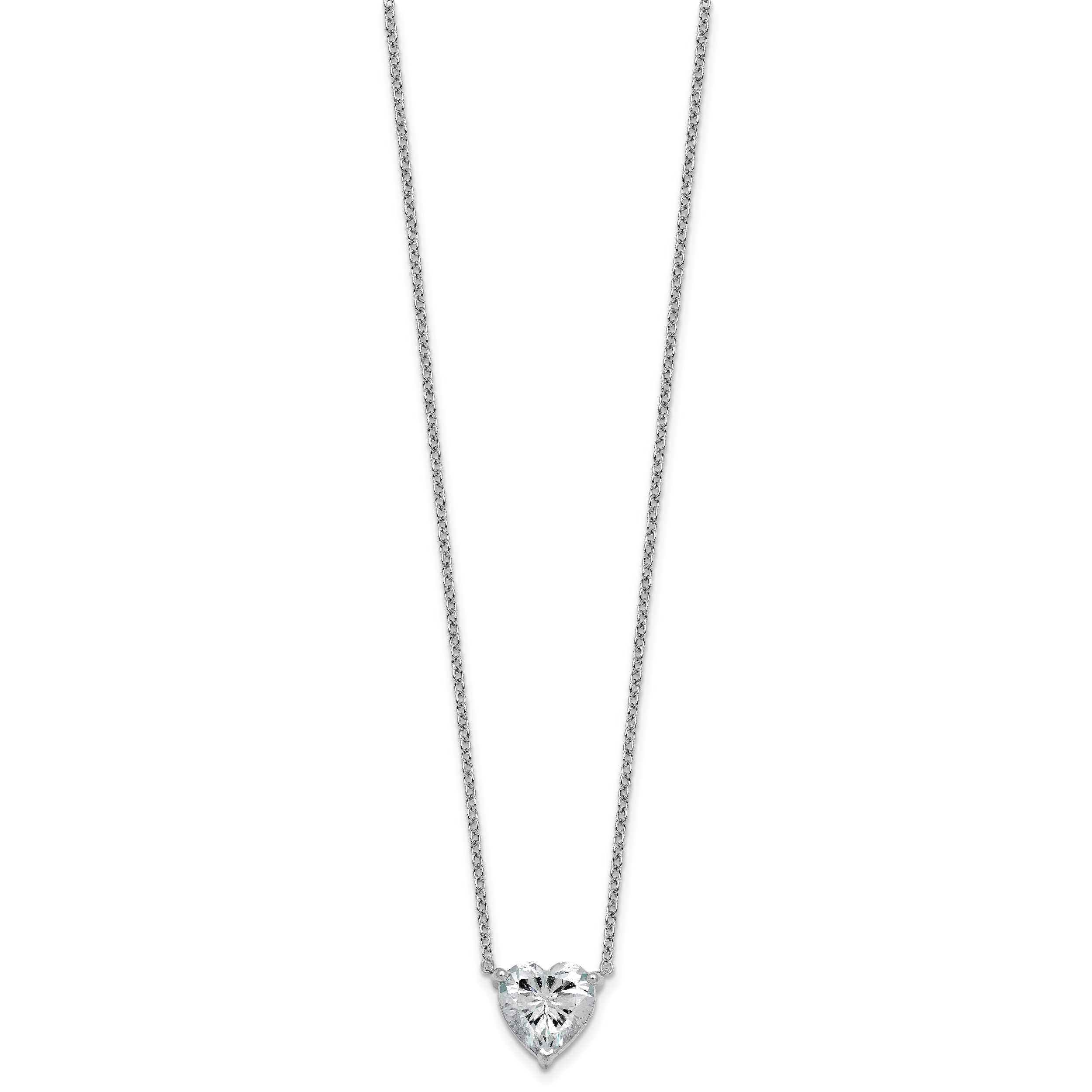 14k White Gold 4 carat Certified Lab Grown Diamond VS+ F+ Heart Complete 18 inch Four Prong Pendant Necklace