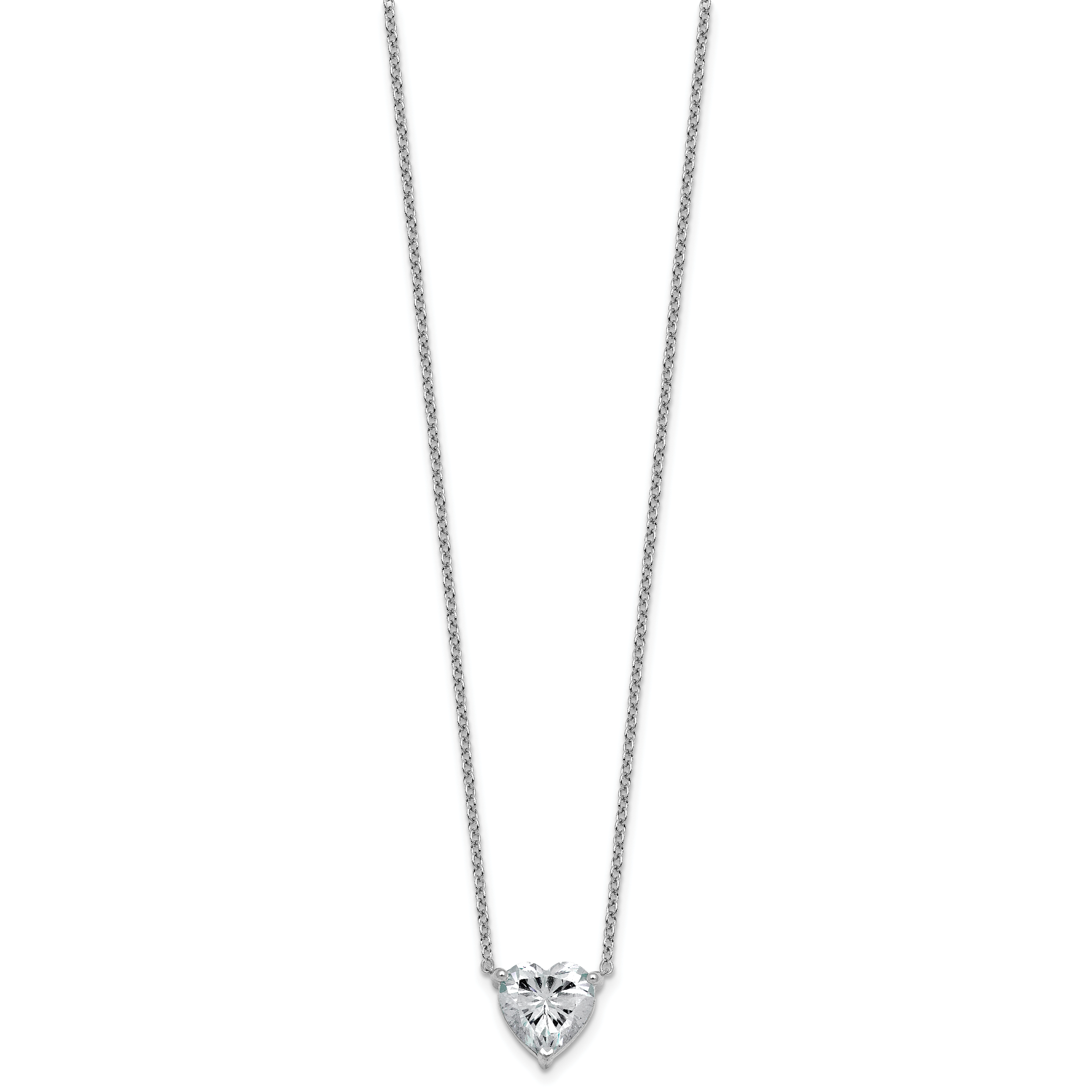 14k White Gold 4 carat Certified Lab Grown Diamond VS+ F+ Heart Complete 18 inch Four Prong Pendant Necklace Secondary image