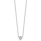14k White Gold 4 carat Certified Lab Grown Diamond VS+ F+ Heart Complete 18 inch Four Prong Pendant Necklace