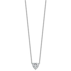 14k White Gold 4 carat Certified Lab Grown Diamond VS+ F+ Heart Complete 18 inch Four Prong Pendant Necklace