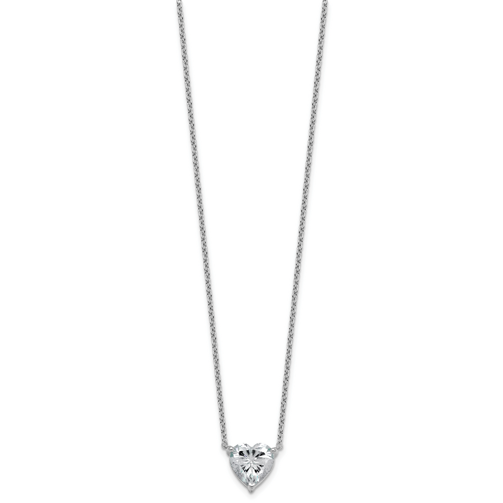 14k White Gold 4 carat Lab Grown Diamond VS+ F+ Heart Complete 18 inch Four Prong Pendant Necklace