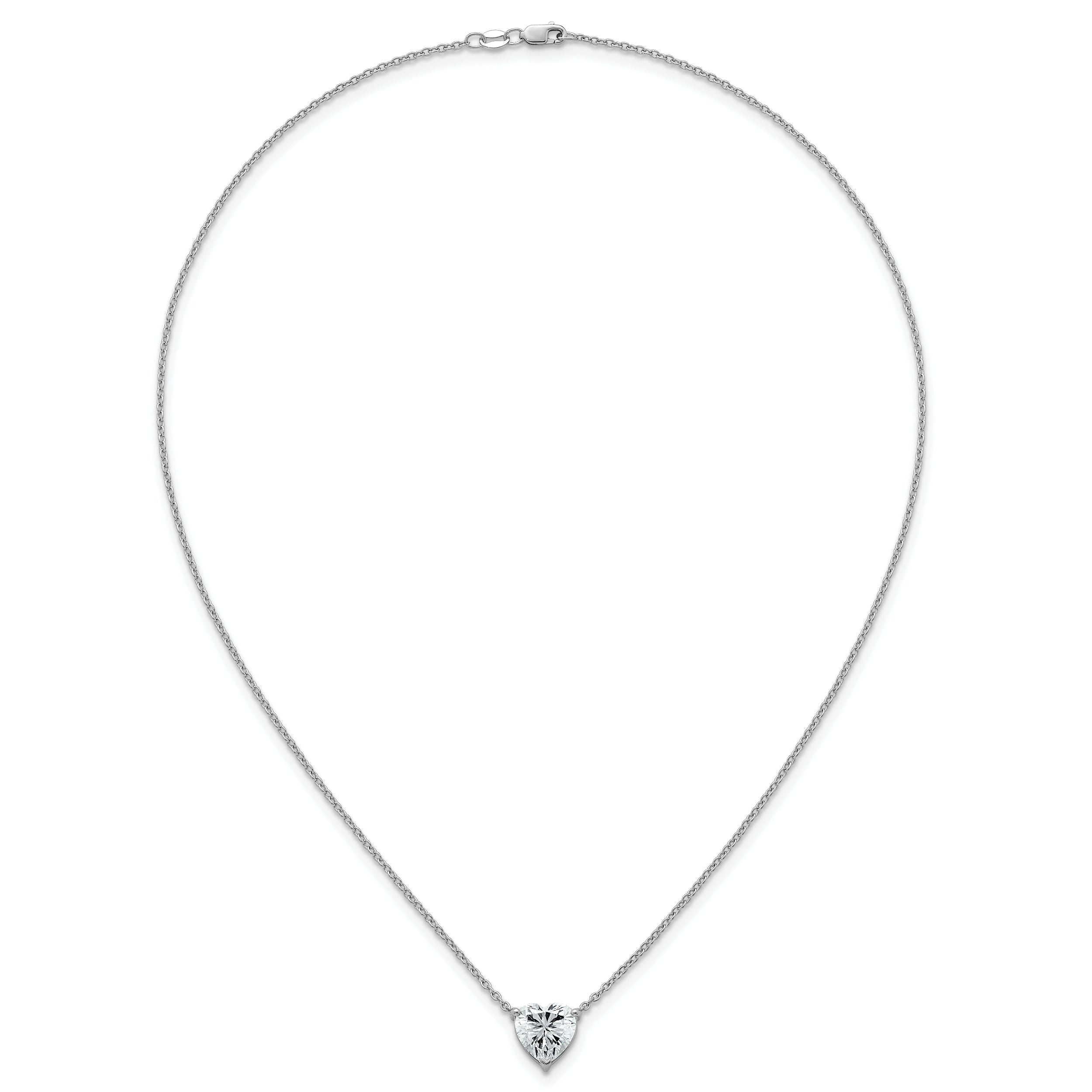 14k White Gold 4 carat Certified Lab Grown Diamond VS+ F+ Heart Complete 18 inch Four Prong Pendant Necklace