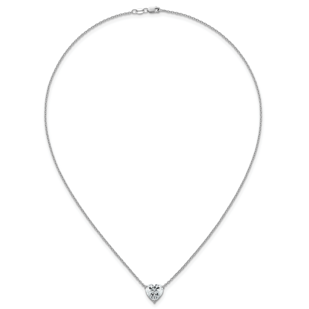 14k White Gold 4 carat Certified Lab Grown Diamond VS+ F+ Heart Complete 18 inch Four Prong Pendant Necklace