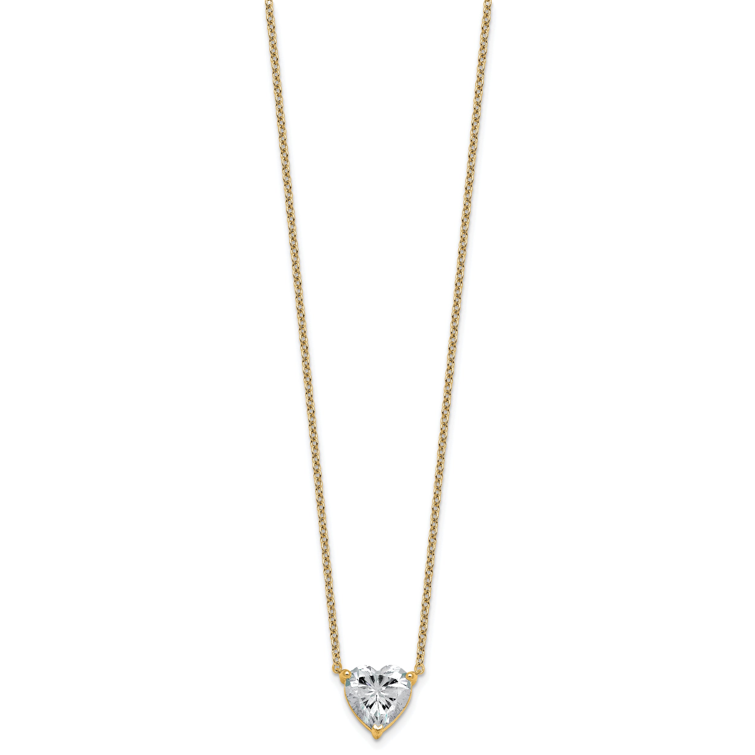 14k 4 carat Lab Grown Diamond VS+ F+ Heart Complete 18 inch Four Prong Pendant Necklace