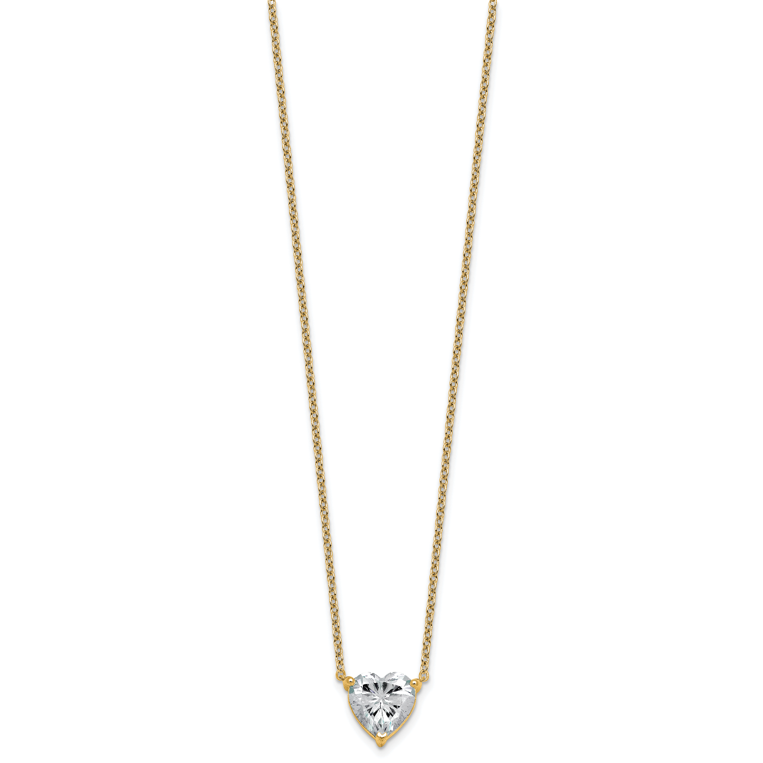 14k 4 carat Lab Grown Diamond VS+ F+ Heart Complete 18 inch Four Prong Pendant Necklace